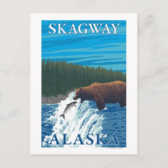 Postal Pesca del oso en el río - Skagway, Alaska (Anverso)
