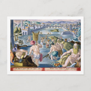 Postal Pesca en aguas poco profundas con nets, placa 96 p