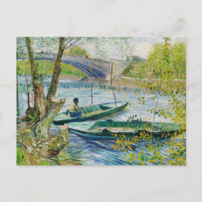 Postal Pesca en primavera por Vincent van Gogh (Anverso)
