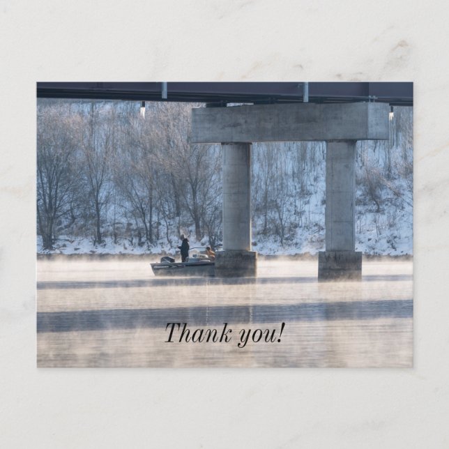 Postal Pesca Invernal en el Lago Taneycomo con Mucho Vapo (Anverso)