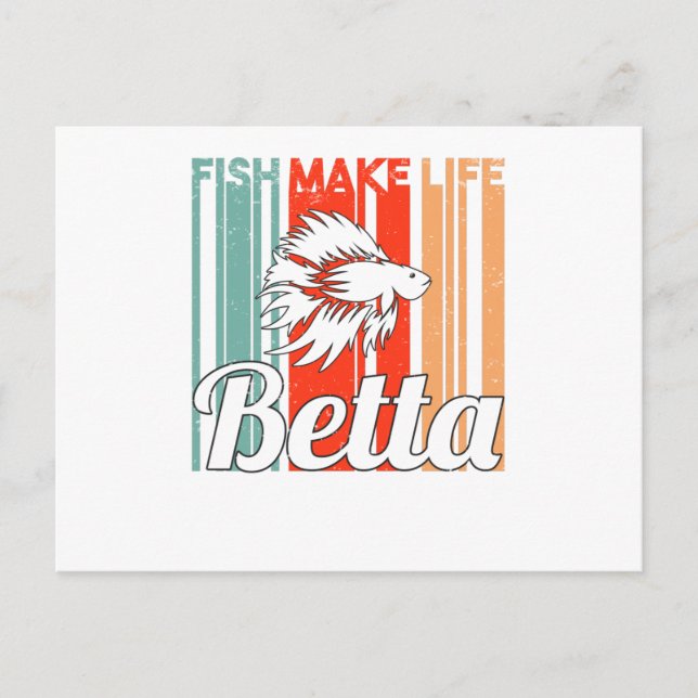 Postal Pesca Ornamental Pesca Betta Acuario Retro (Anverso)