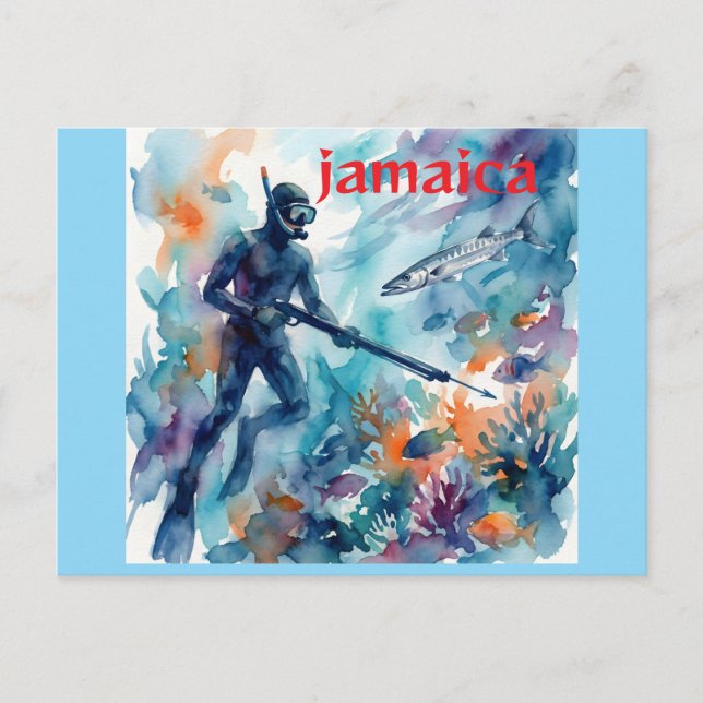 Postal Pesca submarina en Jamaica (Anverso)