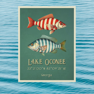 Postal Pescado a rayas del lago Oconee Georgia Postcard