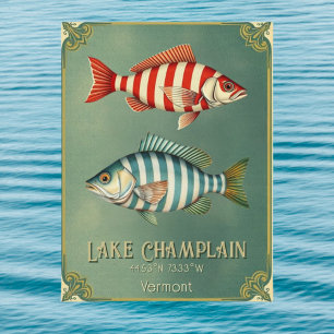 Postal Pescado acuático del lago Champlain Vermont Nueva