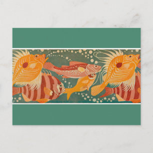 Postal Pescado Art Nouveau
