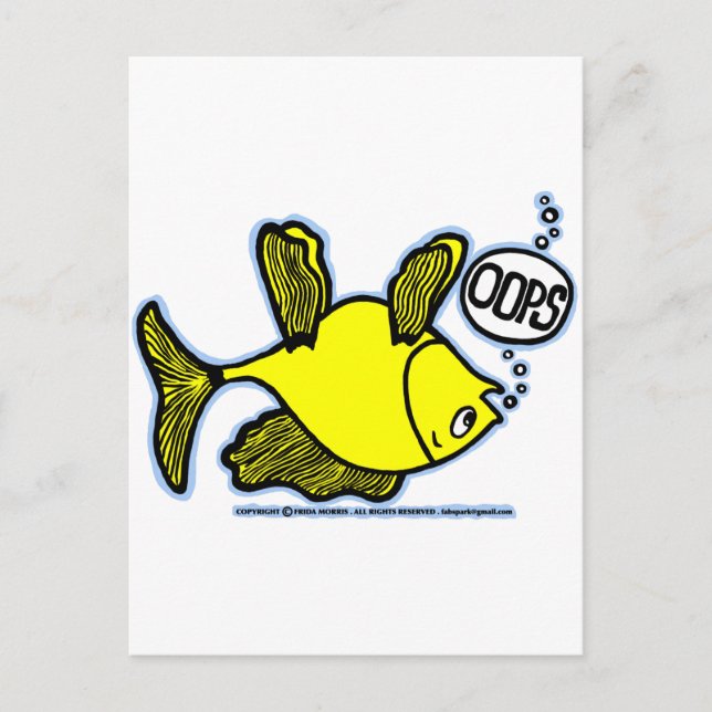 Postal ¡Pescado boca abajo! (Anverso)