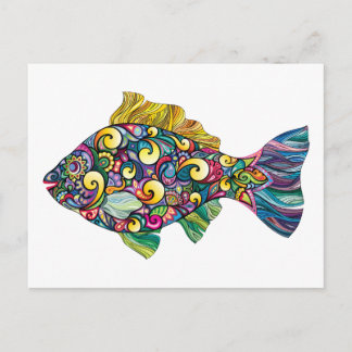 Postal Pescado colorido y divertido