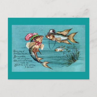 Postal Pescado con Gorras Vintage