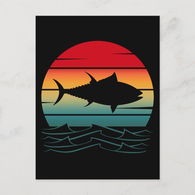 Postal Pescado de atún vintage (Anverso)
