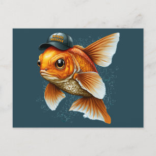 Postal Pescado de oro al vapor en el Gorra Nowruz Mobarak