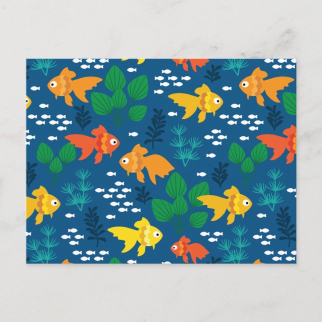 Postal Pescado de oro en acuario (Anverso)