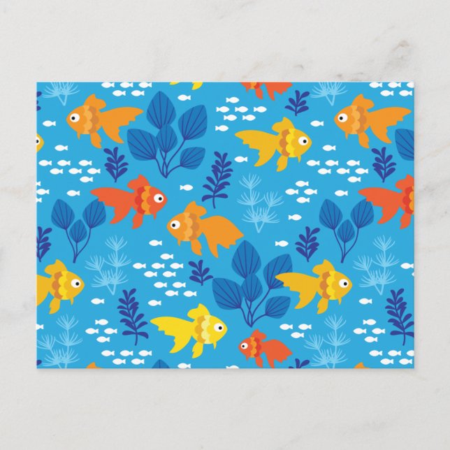 Postal Pescado de oro en acuario (Anverso)