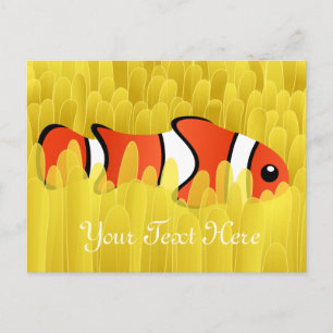 Postal Pescado de Payaso y hermosa anémona del mar Amaril