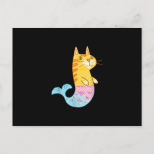 Postal Pescado De Sirena De Gato Cuidado Nadando En Regal