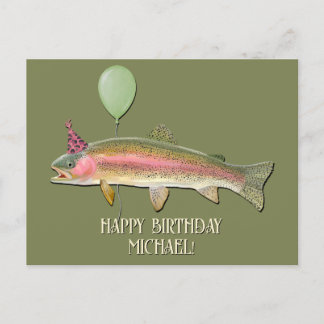 Postal Pescado de Trucha Arcoíris de Cumpleaños