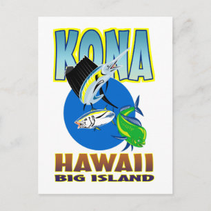 Postal Pescado dorado dorado y atún rojo