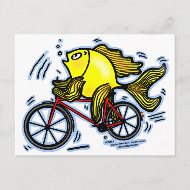 Postal Pescado en bicicleta (bicicleta) (Anverso)