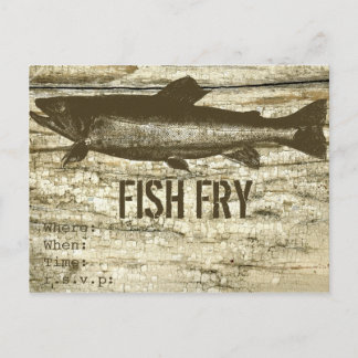 Postal Pescado en una vieja tabla de madera con texturas