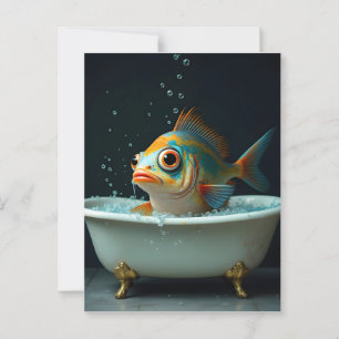 Postal Pescado gracioso en el baño