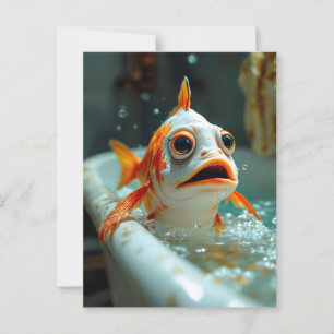Postal Pescado gracioso en el baño
