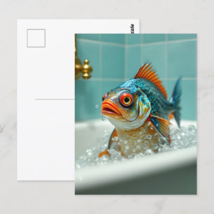 Postal Pescado gracioso en el baño