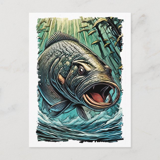 Postal Pescado Monstruo Arapaima Para ANGLERS EXTREMOS Am (Anverso)
