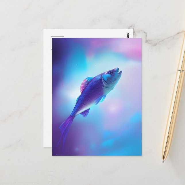 Postal Pescado morado y azul (Anverso/Reverso In Situ)
