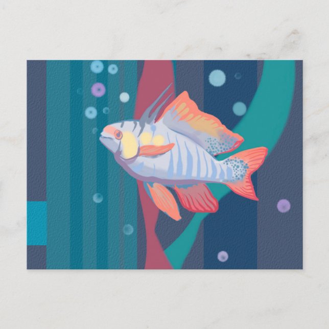 Postal Pescado Perch Water Animals Underwater Art Postcar (Anverso)