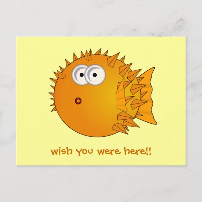 Postal Pescado Puffer - dichos graciosos (Anverso)