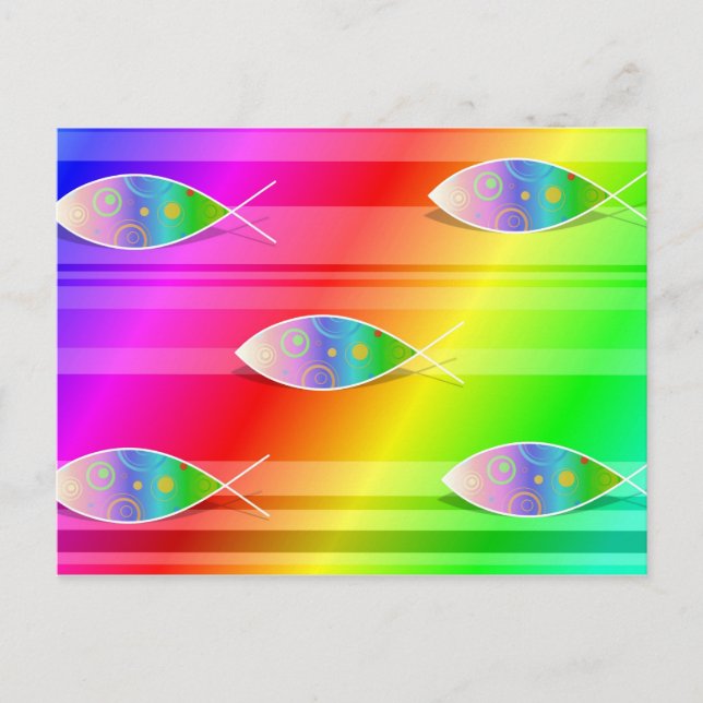 Postal Pescado retro cristiano (Anverso)