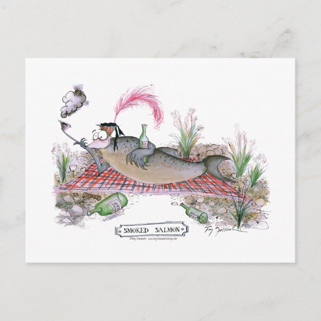 Postal Pescado Salmón ahumado, tony fernandes (Anverso)