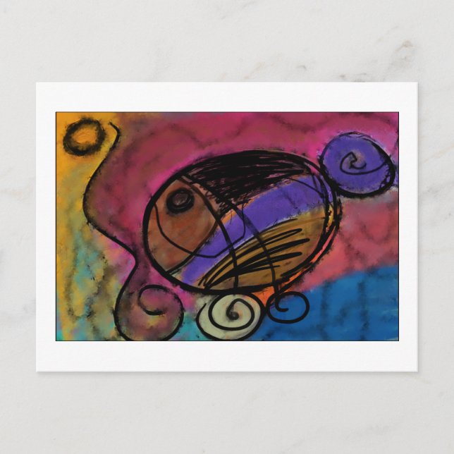 Postal Pescado sobre ruedas (Anverso)