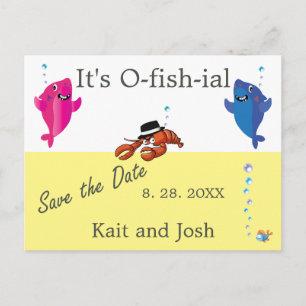 Postal Pescado Tema Lobster Mobster Boda Postcard