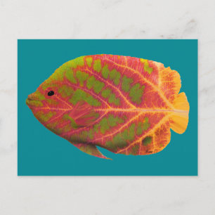 Postal Pescado tropical de hoja de ave 1