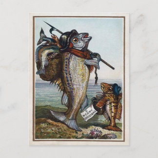 Postal Pescado victoriano vintage