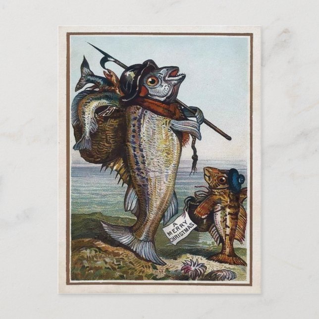 Postal Pescado victoriano vintage (Anverso)