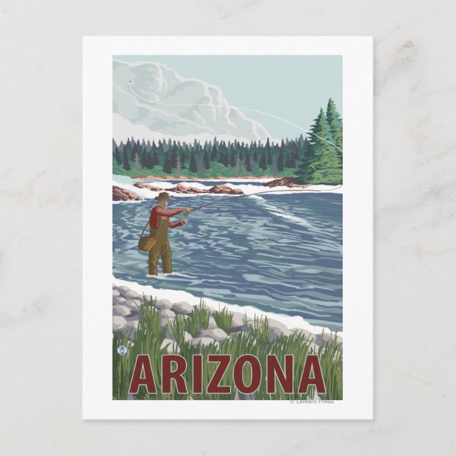 Postal Pescador con CañaArizona (Anverso)