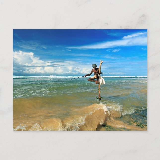 Postal Pescador de bastón de Sri Lanka (Anverso)