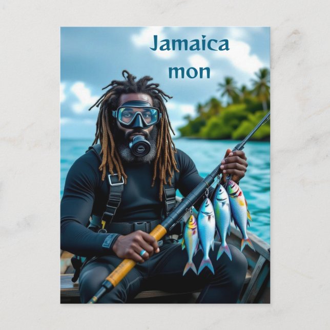 Postal pescador de lanza jamaicano (Anverso)