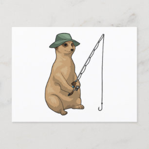Postal Pescador de suricata caña de pescar