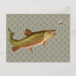 Postal Pescador de trucha arcoíris vintage