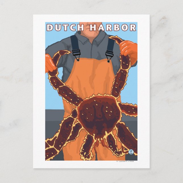 Postal Pescador del cangrejo rey - puerto holandés, Alask (Anverso)