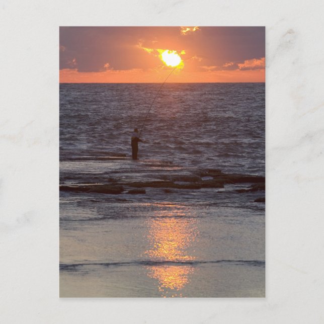 Postal Pescador en Byblos al atardecer, Líbano (Anverso)
