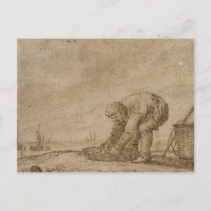 Postal Pescador en la costa del mar, 1623