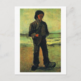 Postal Pescador en la playa, Vincent van Gogh