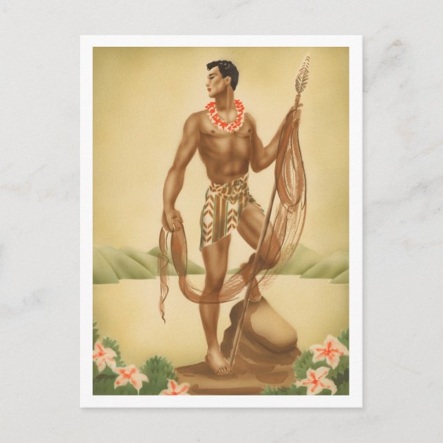 Postal Pescador hawaiano (Anverso)