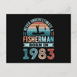 Postal Pescador nacido en 1983 Regalo de cumpleaños 40