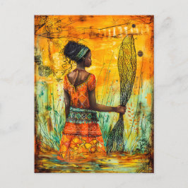 Postal Pescadora africana con red