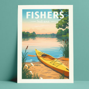 Postal Pescadores de la Vintage Indiana