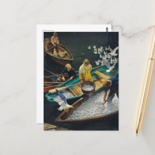 Postal Pescadores del puerto oscuro por Newell Convers Wy